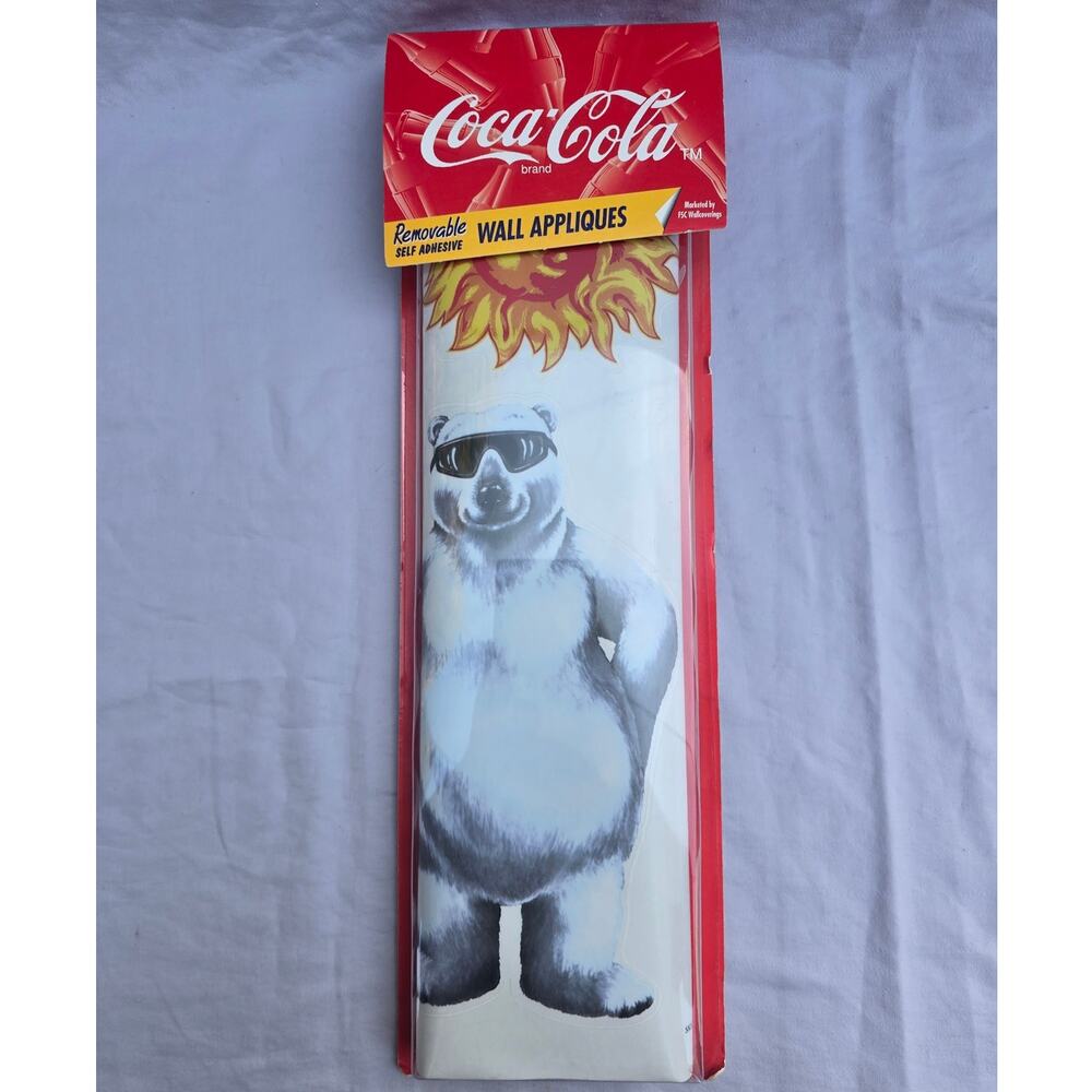 Vintage 1997 Coca-Cola Polar Bear Wall Appliques Decals 17 Pc F. Schumacher New